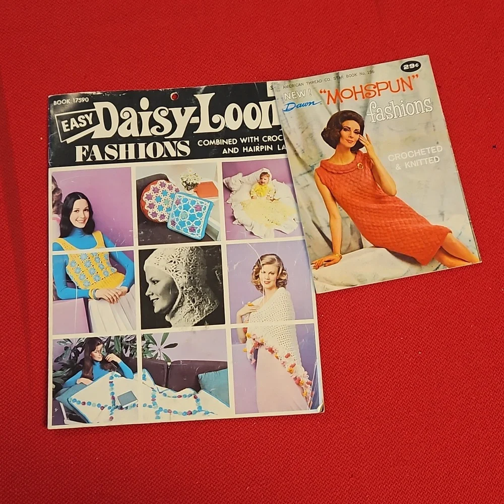 2 vintage crochet pattern instruction booklets 60s 70s granny squares shrink